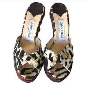 Jimmy Choo Leopard Print Wedge Sandals
